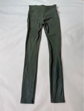 SPANX Faux Leather Leggings S Petite Dark Olive Green High Rise